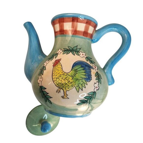 Heartfelt Kitchen Creations Hand-Painted Rooster Ceramic Teapot 7" Tall Youngs I - Picture 6 of 12
